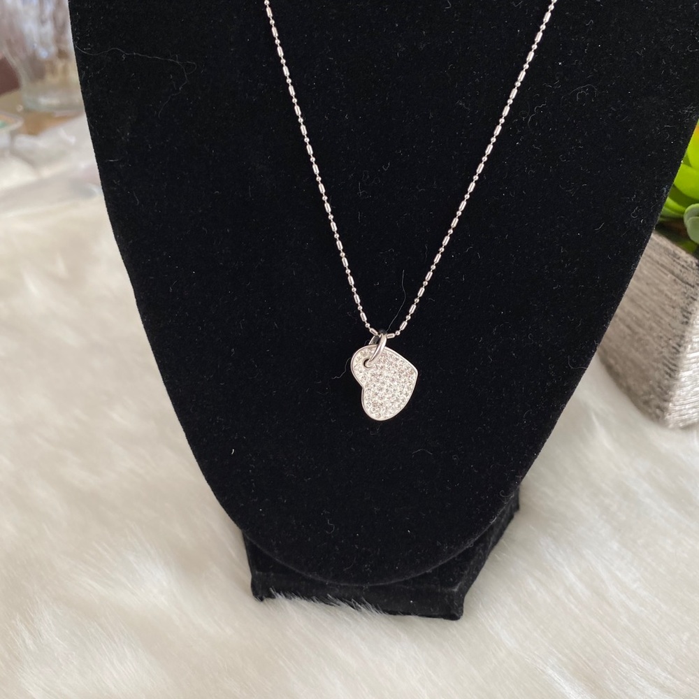 Pave crystal heart necklace